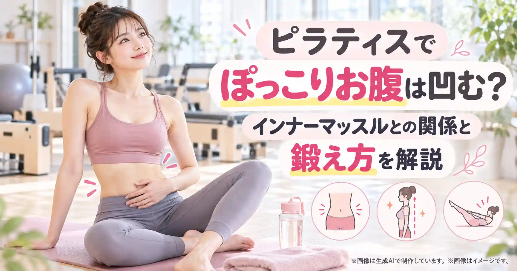ピラティスでぽっこりお腹は凹む？インナーマッスルとの関係と鍛え方を解説